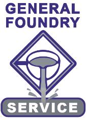 General Foundry Service logo - purple "GENERAL FOUNDRY SERVICE" with an illustration of a casting being poured